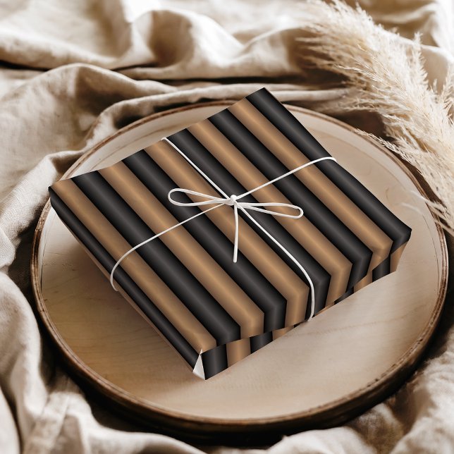 Modern Stylish Toasted Brown Stripes with Depth Tissue Paper (Creator Uploaded)