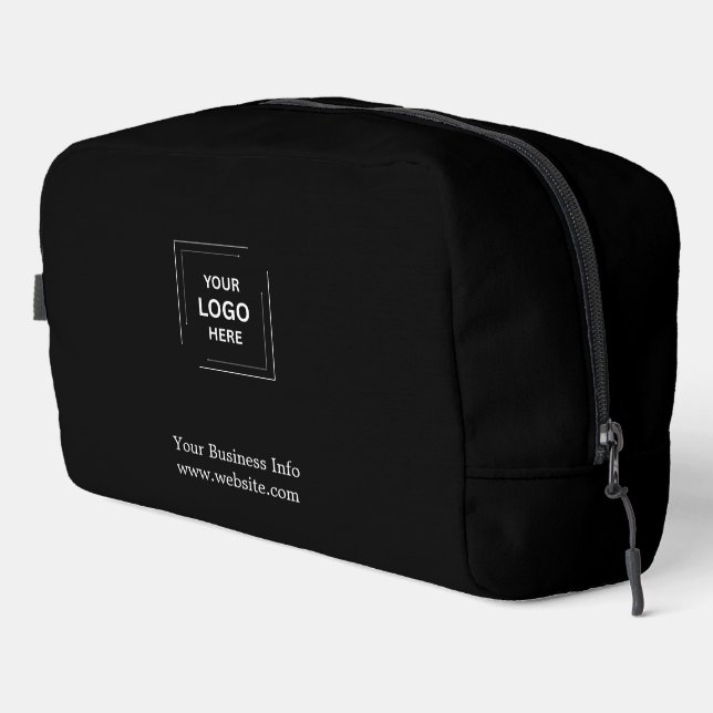 Modern Stylish Trendy Black Custom Business Logo Dopp Kit (Right Corner)