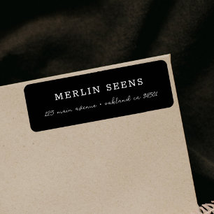 Modern Stylish Trendy Black Return Address Label