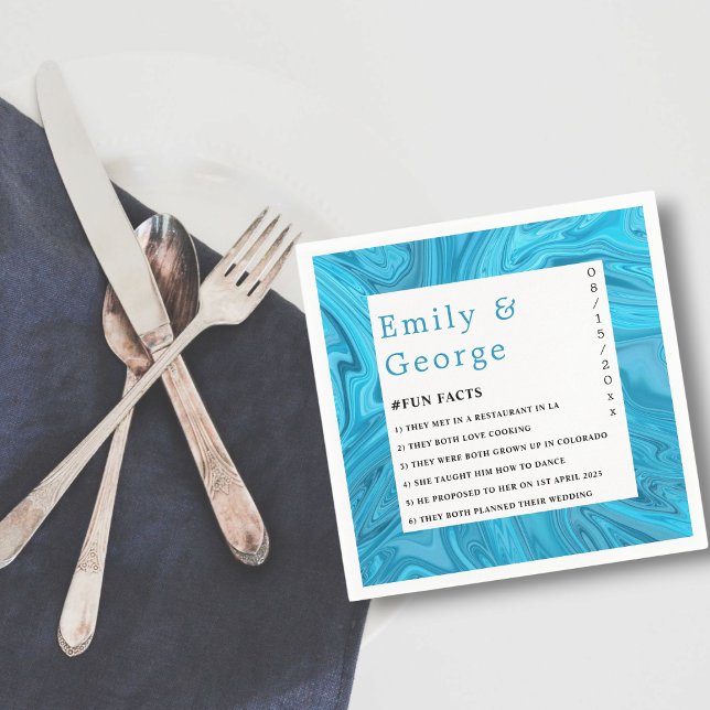 Modern Stylish Trendy Blue Waves Abstract Wedding Napkin (Creator Uploaded)