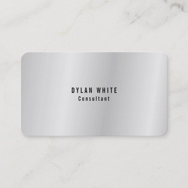 Modern Stylish Trendy Creative Silver Grey Business Card (Front)