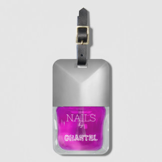Modern stylish trendy neon pink nail polish chic luggage tag