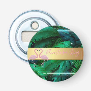 Modern Stylish,Tropical Palm Leaves,Pink Bottle Opener