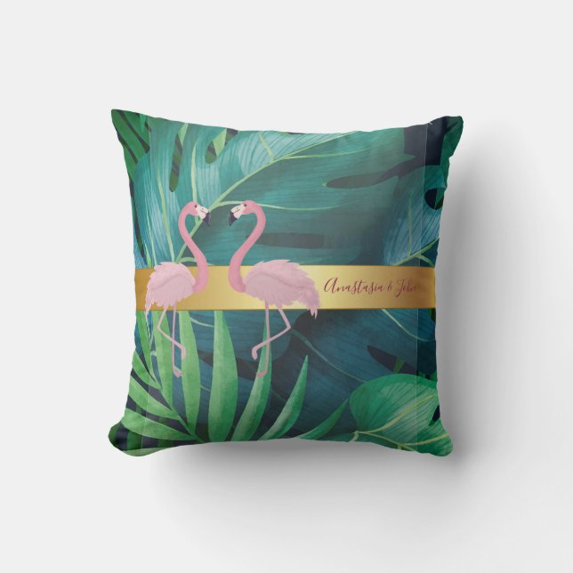 Modern Stylish,Tropical Palm Leaves,Pink  Coffee M Throw Pillow (Front)