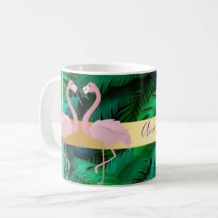 Modern Stylish,Tropical Palm Leaves,Pink Coffee Mug