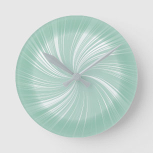 Modern Stylish Turquoise Radiant Twirl Pattern Round Clock