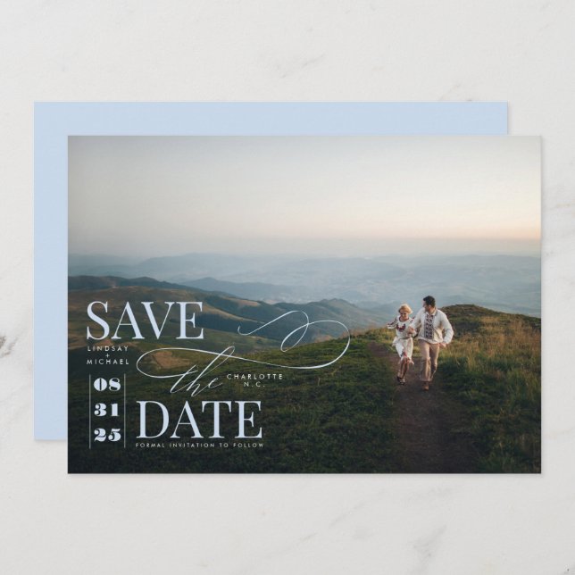 Modern Stylish Typography Save the Date Photo (Front/Back)