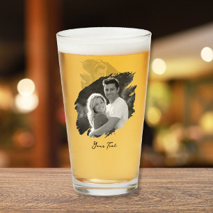 Modern Stylish Unique Black and White Photo Beer Glass