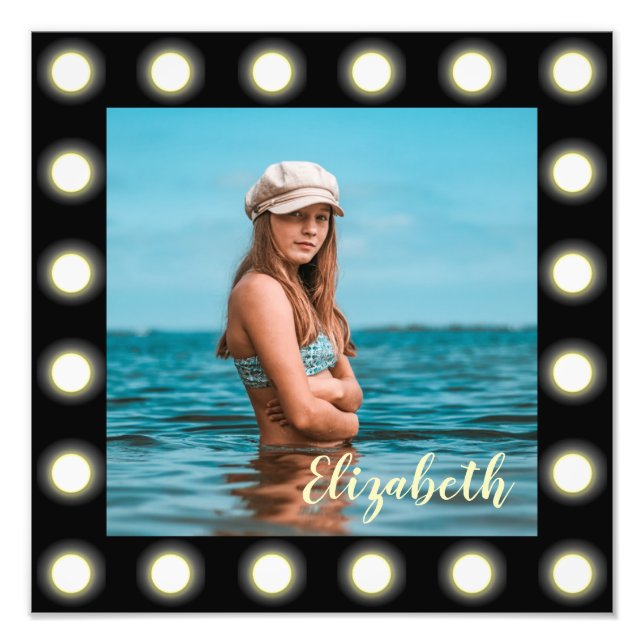 Modern Stylish Unique Black Square Photo Frame Print (Front)