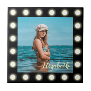 Modern Stylish Unique Black Square Photo Frame Tile