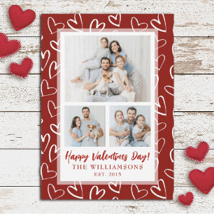 Modern Stylish Valentines Day Family Photo Holiday Card