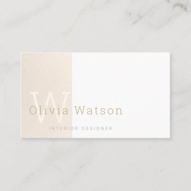 Modern Stylish Vanilla Monogram Professional Business Card (Front)