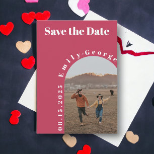 Modern Stylish Viva Magenta Arch Photo Wedding Save The Date