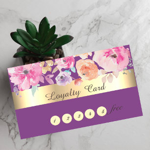 Modern Stylish,Watercolor Flowers Loyalty Card