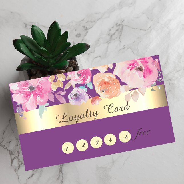 Modern Stylish,Watercolor Flowers Loyalty Card (Creator Uploaded)
