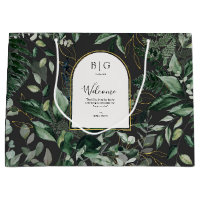 Modern stylish watercolor foliage wedding welcome