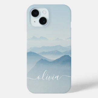 Modern Stylish Watercolor Monogram iPhone 15 Case