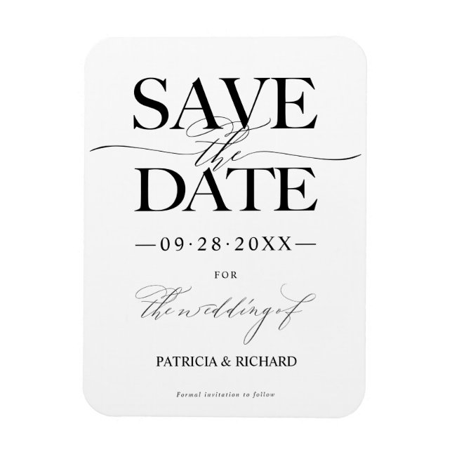 Modern Stylish Wedding Save The Date Non Photo Magnet (Vertical)