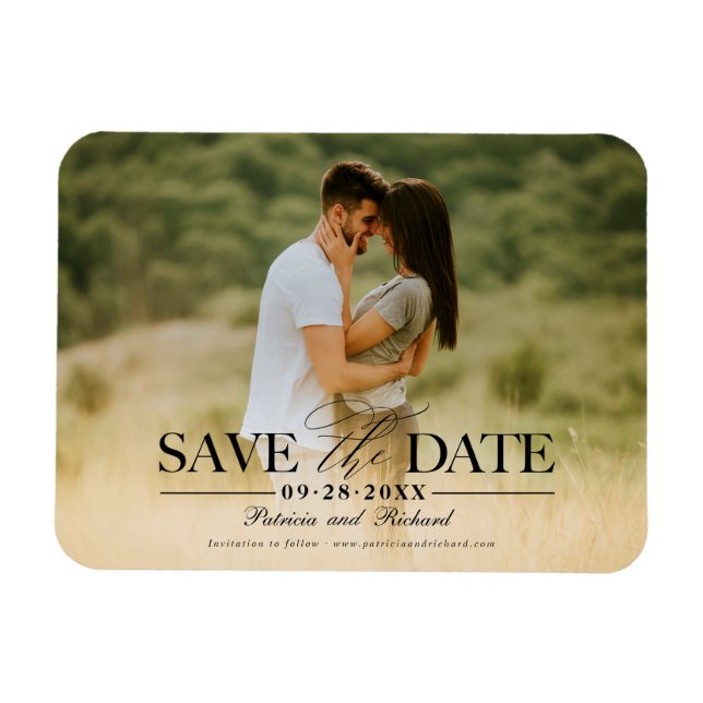 Modern Stylish Wedding Save The  Date Photo Magnet (Horizontal)