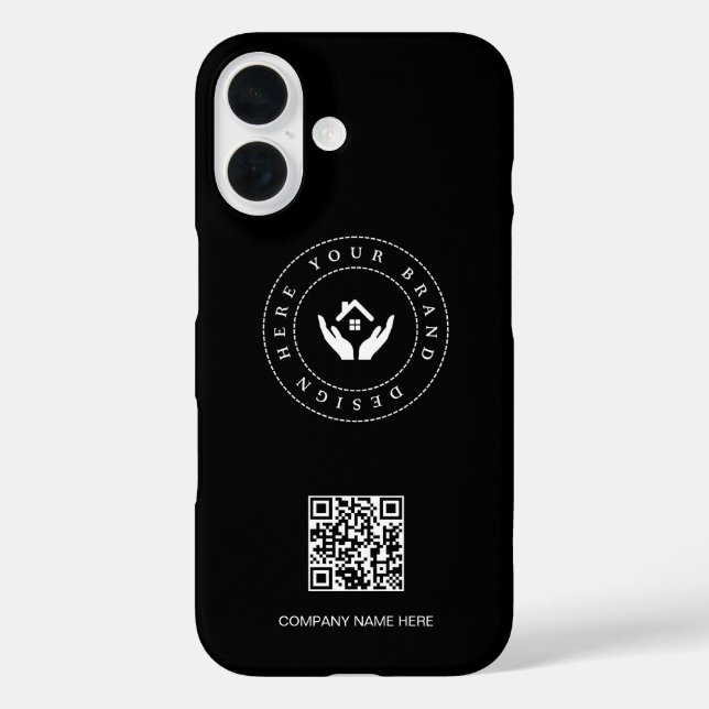 Modern stylist editable logo | qr code and text Case-Mate iPhone case (Back)