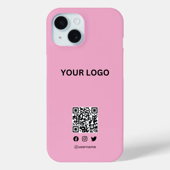 Modern stylist editable logo | qr code and text Case-Mate iPhone case (Back)