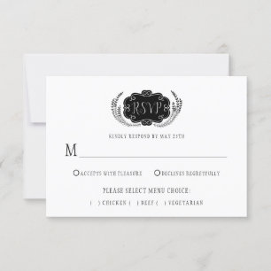 Modern Stylistic Black and White RSVP   Card