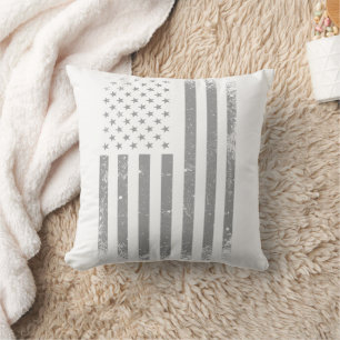 Modern Stylized Black USA Flag , Abstract Throw Pillow