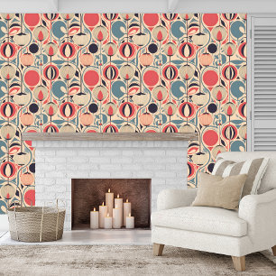 Modern Stylized Calyxes and Seed Pods Peel & Stick Wallpaper