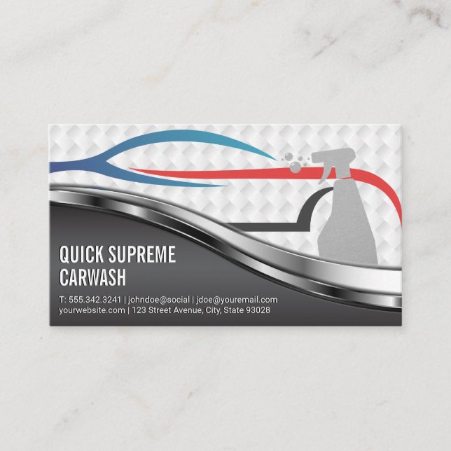 Modern Stylized Car Logo | Car Wash Service Business Card (Front)