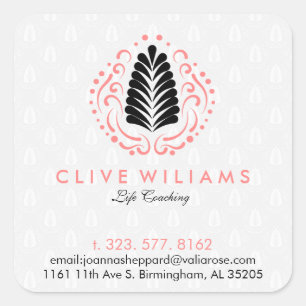 Modern Stylized Feathers & Swirls Logo Design Square Sticker