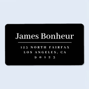 Modern Stylized Return Address Black & White Label