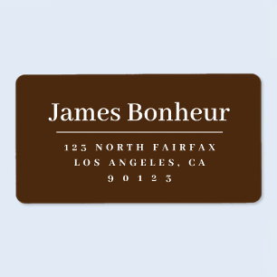Modern Stylized Return Address Brown & White Label