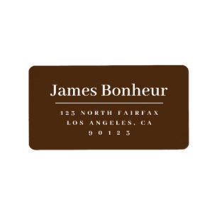 Modern Stylized Return Address Brown & White Label