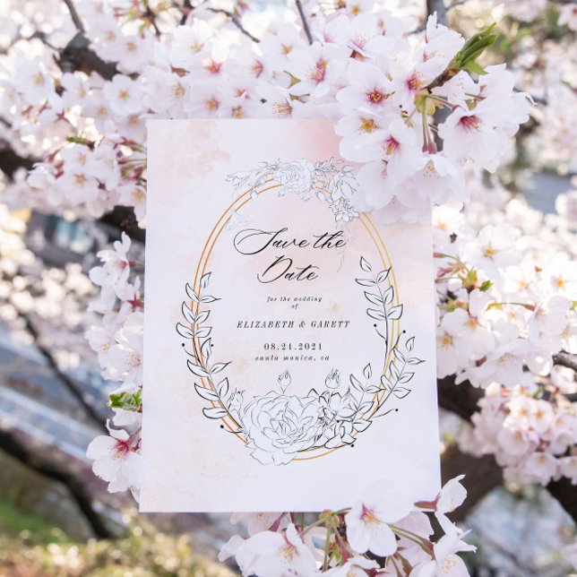 Modern Subtle Blush Floral Save The Date Card (Creator Uploaded)