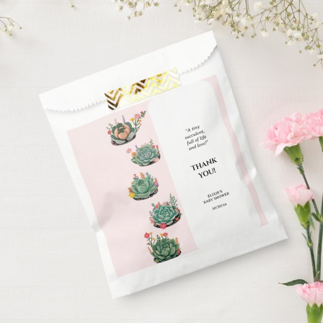 Modern Succulent Cactus Baby Shower Favour Bag (Sealed)