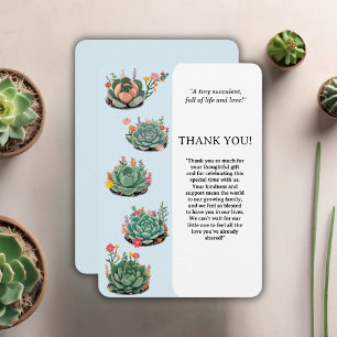 Modern Succulent Cactus Baby Shower Thank You Card
