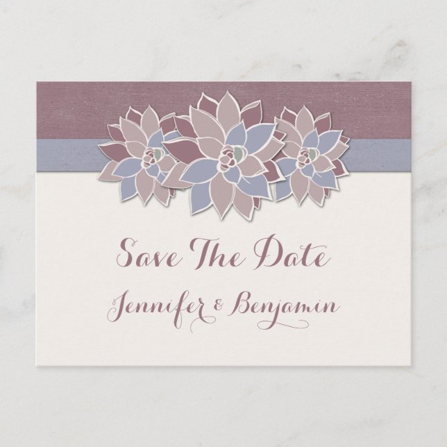 Modern Succulents Save The Date Announcement Postcard (Front)