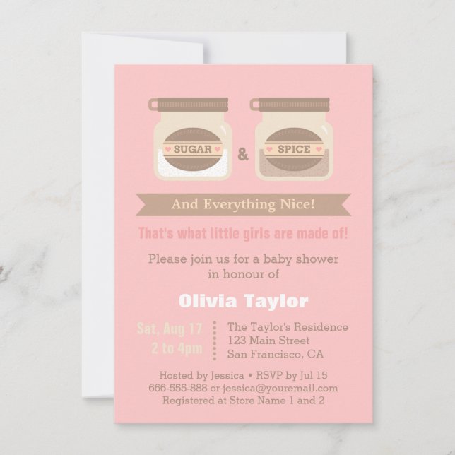 Modern Sugar and Spice Baby Shower Invitations (Front)