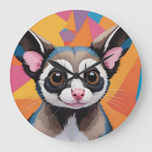 Modern Sugar Glider Abstract and Colourful Large Clock
