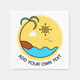 Modern Summer Beach Emblem Art Custom Text Napkin