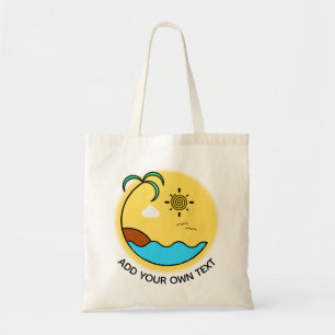 Modern Summer Beach Emblem Art Custom Text Tote Bag
