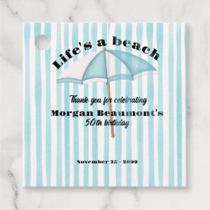 Modern Summer Beach Party Stripes 50th Birthday Favour Tags