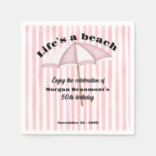 Modern Summer Beach Party Stripes 50th Birthday Napkin