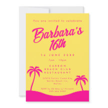 Modern Summer Beach Yellow Pink Sweet 16