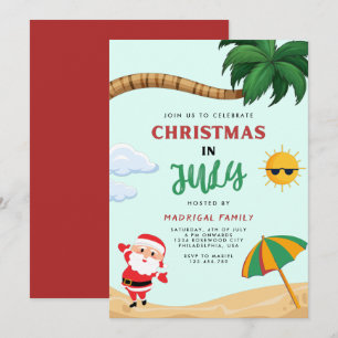 Modern Summer Christmas in July Party Invitation