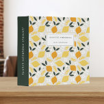 Modern Summer Citrus Lemon Pattern Personalized Binder<br><div class="desc">Personalize this summer-themed binder by adding your name,  business name,  or other custom text for colourful addition to your office. The design features a pattern of yellow lemons,  oranges,  and white flowers with a contrasting dark green spine. Perfect for event planners,  recipe binders,  school binders,  and more!</div>