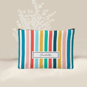 Modern Summer Colourful Vertical Stripes Custom Accessory Pouch
