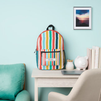 Modern Summer Colourful Vertical Stripes Custom Printed Backpack