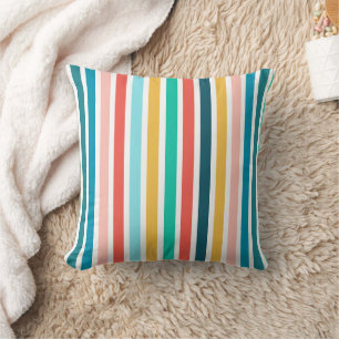 Modern Summer Colourful Vertical Stripes Throw Pillow