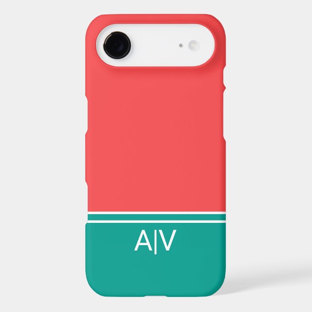 Modern Summer Coral Aquamarine Monogram (Verso)